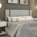 Ver imagem 2 de Cabeceira Queen 1,60 Design Exclusivo em Linho e Couro Cor Bege