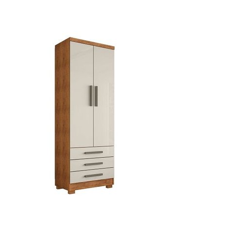 Guarda Roupa Floripa Cedro Areia 02 Portas 03 Gavetas Pés