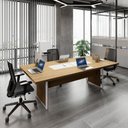 Ver imagem 2 de Mesa Reunião 240cm Escritório para 4 Pessoas com Caixa de Tomadas Corporate Marrom/Macadâmia/Branco