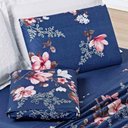 Ver imagem 3 de Jogo Cama Lençol Celi Casal Padrão Micropercal 200 Fios 4 Peças - Azul Marinho Floral