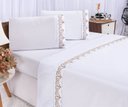 Ver mais imagens de Jogo lençol Atenas quarto casal Queen bordado 4 peças 2fronha:Palha com Caqui