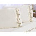 Ver imagem 2 de Jogo lençol Atenas quarto casal Queen bordado 4 peças 2fronha:Palha com Caqui