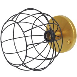Lustre Teto Plafon Industrial Aramado Globo Preto Retrô Luminária Vintage Dourado Agp Ilumini - 3