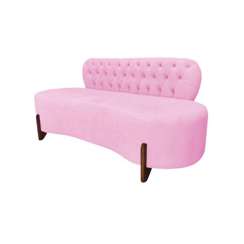 Sofá 2 Lugares Orgânico Curvo Tókio 150cm Suede Rosa Bebê
