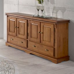 Balcão Buffet 4 Portas 2 Gavetas Manchester 2042 Linz Móveis - Imbuia Glazer - 1