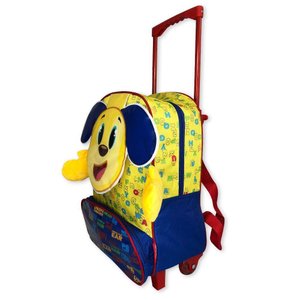 Mochila Infantil Escolar com Rodinha Bolsa para Criança Estudar Cachorro Amarela