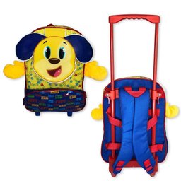Mochila Infantil Escolar com Rodinha Bolsa para Criança Estudar Cachorro Amarela - 4