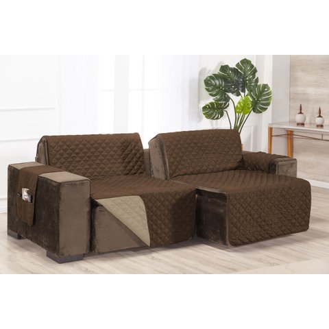 Protetor Matelado Sofá Retrátil Assento 2,40m Tabaco/Cáqui