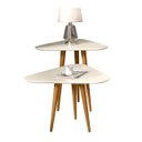 Ver imagem 2 de Kit Sala 2 Mesas Lateral e Apoio 3 Pontas Estilo Retro Pés Palito cor Off White - Comprar Moveis em 