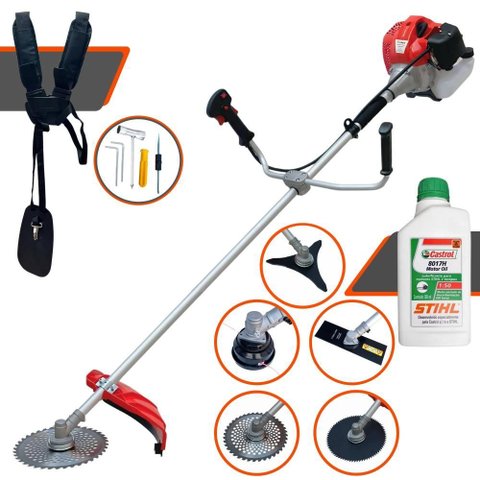 Roçadeira Anmax Cg430p À Gasolina 43cc 2hp 9.000rpm Multifuncional 5 em 1 + Óleo Stihl 2t