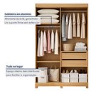 Ver imagem 6 de Guarda Roupa Casal 4 Portas 2 Gavetas 100% MDF Jandaia Marrom/Cinamomo