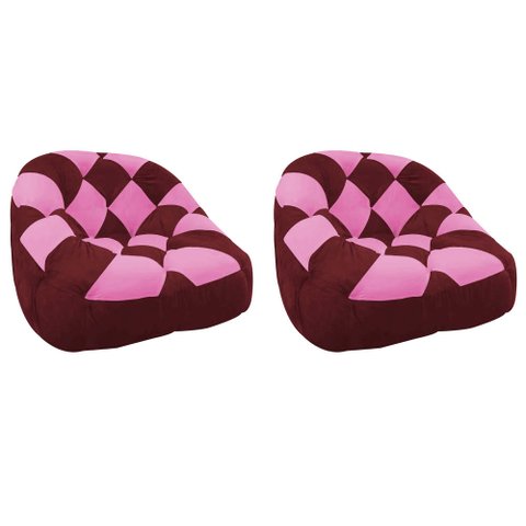 Kit 02 Poltrona Paloma Escritório Sala Pé Plástico Suede Vinho e Suede Pink - Dominic Decor