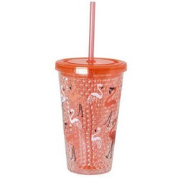 Copo Canudo Térmico Pérolas Gel - Flamingo - 2 Copo Canudo Térmico Pérolas Gel - Flamingo - 2