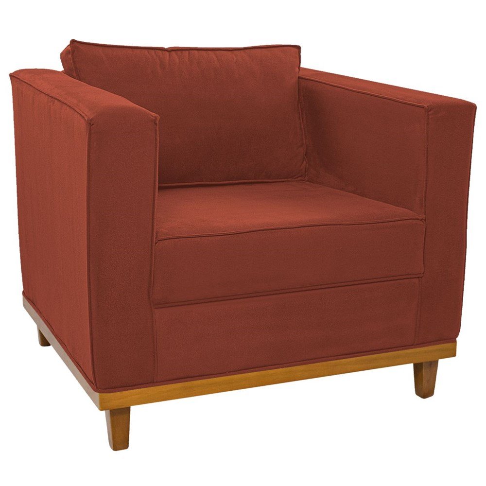 Poltrona Decorativa Europa Suede Terracota AM Decor