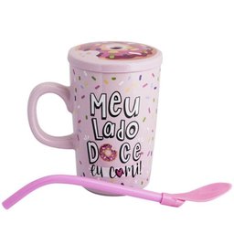 Caneca Canudo Colher - Meu Lado Doce - 5 Caneca Canudo Colher - Meu Lado Doce - 5