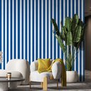 Ver imagem 1 de Papel de Parede Adesivo Listrado Azul e Branco - 2,5m