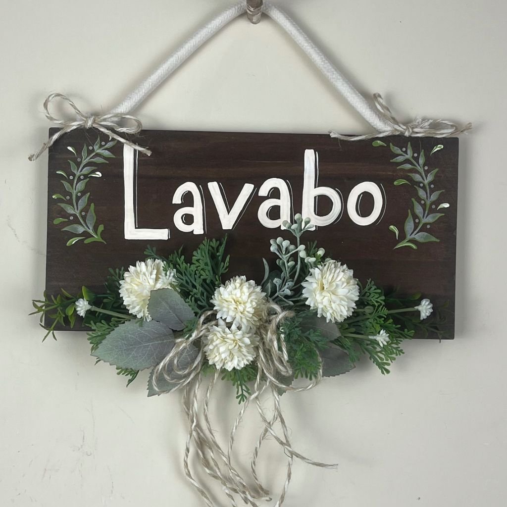 Placa de Lavabo Flores Brancas 40x29 - 2