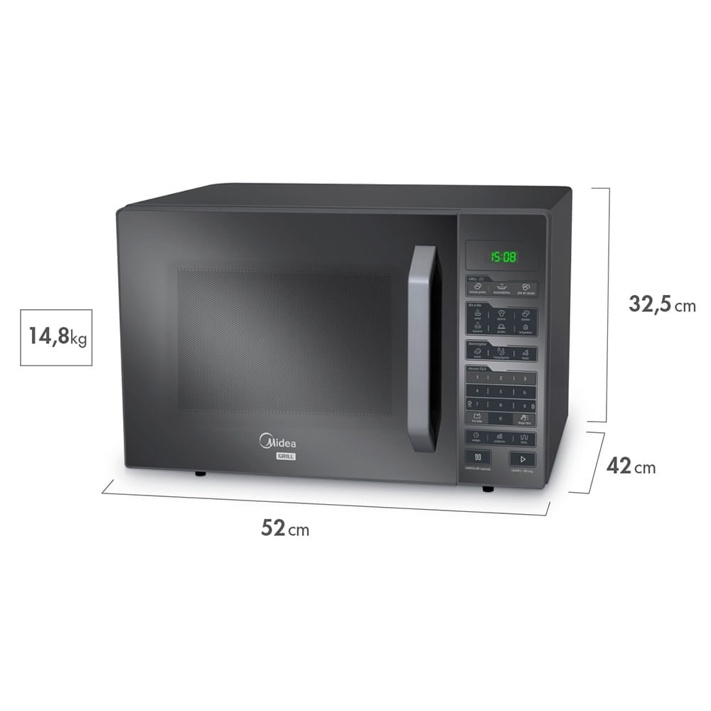 Micro-ondas 35l Prata Porta Espelhada Grill Smartplate Midea Mxga35s1 - 127v - 11