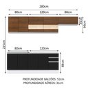 Ver imagem 4 de Armário de Cozinha Completa 280cm Branco/Preto/Rustic Marcela Madesa 03