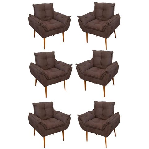 Kit 06 Sofás 1 Lugar de Luxo Opala Sala, Quarto Suede Cor:marrom