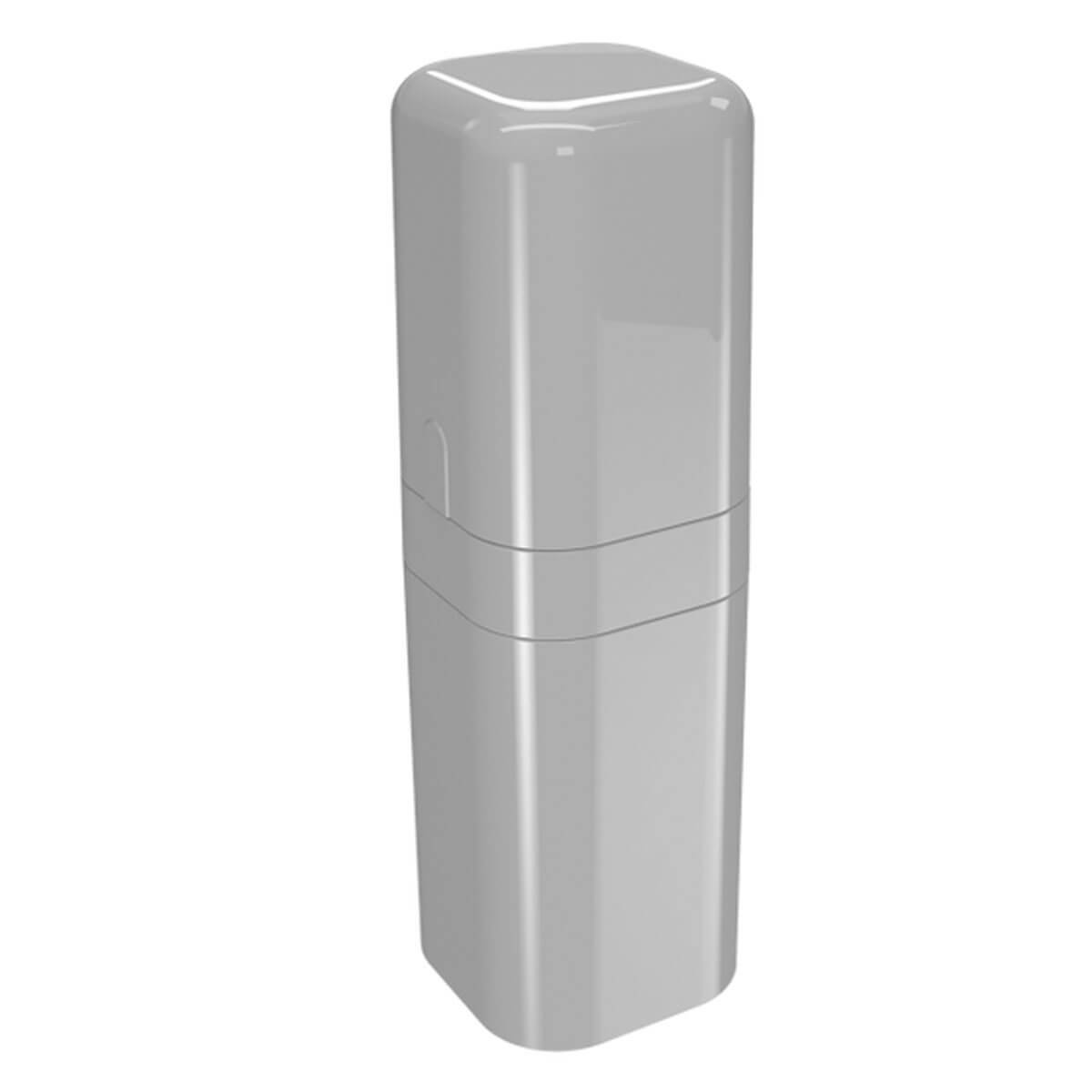 Kit Banho Dispenser Sabonete Porta Escova Saboneteira em Barra e Bandeja Splash Coza Cinza - 4