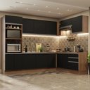 Ver imagem 1 de Armário de Cozinha Completa de Canto 479cm Rustic Preto Glamy Madesa 01