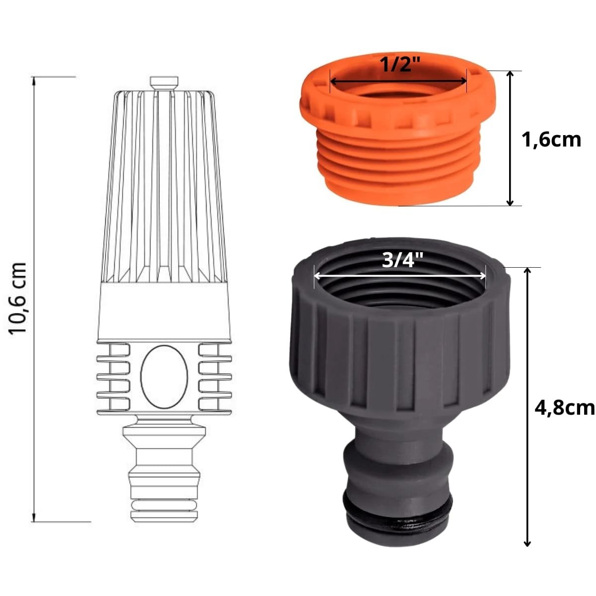 Mangueira Jardim 10m +suporte Alça + Hidropistola + Engate Rapido + Bico Engate Rápido + Torneira - 4