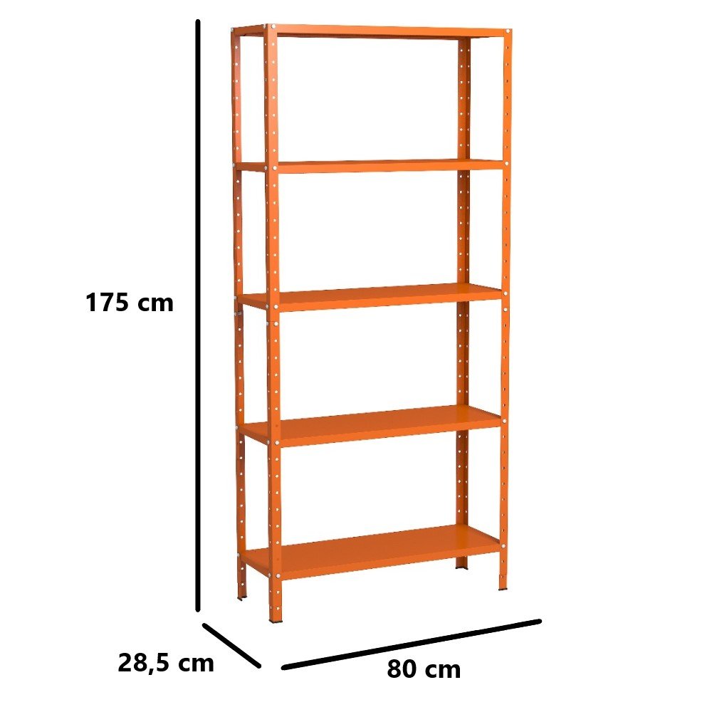 Estante Aço 5 Prateleiras Livros Cozinha Quarto Eaf005 Laranja - 2