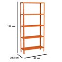 Ver imagem 2 de Estante Aço 5 Prateleiras Livros Cozinha Quarto Eaf005 Laranja