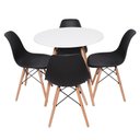 Ver imagem 1 de Conjunto Mesa Redonda 70cm Branca C/4 Cadeiras Eifffel Preta