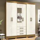 Ver imagem 1 de Guarda-roupa Casal 6 Portas 3 Gavetas Nature/off White Lírio - Pnr Móveis