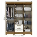 Ver imagem 4 de Guarda-roupa Casal 6 Portas 3 Gavetas Nature/off White Lírio - Pnr Móveis