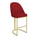Ver imagem 2 de Kit 08 Banquetas Altas Bela Suede Base Metálica Industrial Dourado - Pallazio Cor:Vermelho
