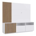 Ver imagem 5 de Rack 3 Portas e 2 Nichos com Painel Ripado para Tv 1,80m Cor:branco com Mel
