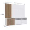 Rack 3 Portas e 2 Nichos com Painel Ripado para Tv 1,80m Cor:branco com Mel - 3