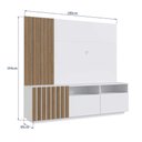 Ver imagem 3 de Rack 3 Portas e 2 Nichos com Painel Ripado para Tv 1,80m Cor:branco com Mel