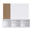 Ver imagem 6 de Rack 3 Portas e 2 Nichos com Painel Ripado para Tv 1,80m Cor:branco com Mel
