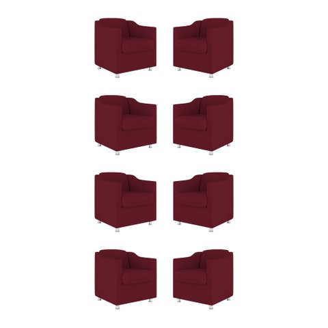 Kit 8 Poltronas Tilla Decorativas Consultório Sala Tecido Suede Cor:marsala