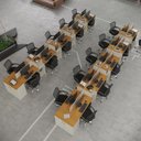 Ver imagem 1 de Estação de Trabalho 20 Lugares Office Smart 20 Mesas 16 Armários 2 Aparador - Off White e Cedro