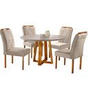 Ver imagem 2 de Conjunto Sala de Jantar Natalle 4 Lugares Mesa Redonda 1,2m e 4 Cadeiras Moveis Mix