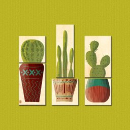 Tipos de Cactos - Quadros ou Placas Modulares com 6 Peças - 1