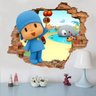 Adesivo de Parede Buraco Falso 3D Infantil Pocoyo - M 61x75cm - 1