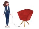 Ver imagem 3 de Poltrona Decorativa Pétala Base Giratória Madeira Suede Vermelho Mz Decor