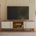 Ver imagem 1 de Rack Bancada 160 Cm para Tv 65 Pol Den 3900 Off White Nature Plla