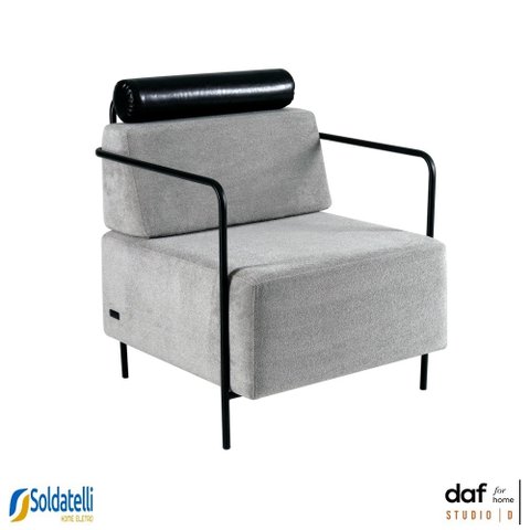 Poltrona Chico Bouclé Aveludado Cinza - Daf