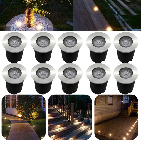 Kit 10 Balizadores Spot Led SMD Em PVC De 1W Luz Branco Frio Ou Quente De Embutir Em Piso Chão Solo