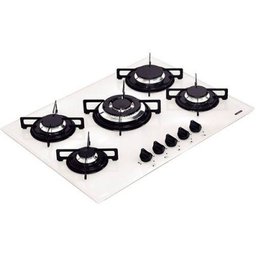 Cooktop À Gás Glass 70cm Tramontina 5 Bocas com 1 Tripla Chama Bivolt - Vidro Branco - 1 Cooktop À Gás Glass 70cm Tramontina 5 Bocas com 1 Tripla Chama Bivolt - Vidro Branco - 1