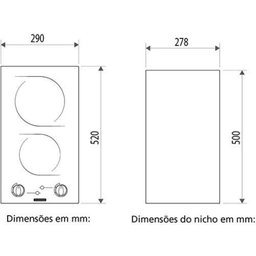 Cooktop Vitrocerâmico Tramontina Domino 2ev 30 220v - 3 Cooktop Vitrocerâmico Tramontina Domino 2ev 30 220v - 3