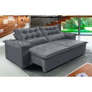 Sofá Top Veneza 300cm Retrátil e Reclinável Cinza - WS
