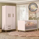 Ver imagem 1 de Quarto de Bebê com Roupeiro 4340 e Berço 4315 Rosa Acetinado + Colchão Gazin Patoti Móveis